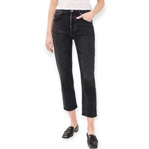Agolde Riley High Rise Straight Crop Jeans Faded Black Wash Size 28